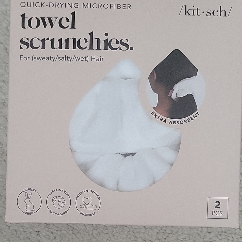 Kitsch White Microfiber Hair Towel Scrunchie